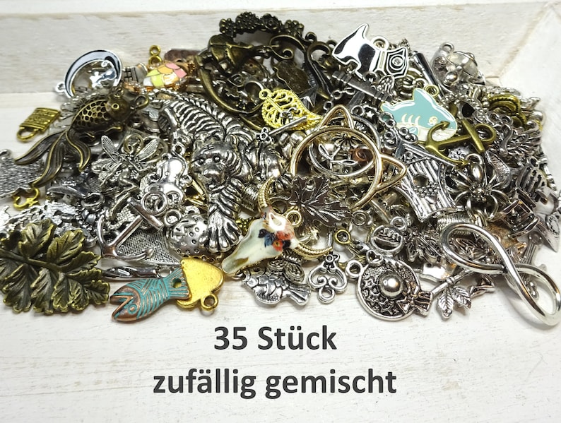 Anhänger Mix 35 Stück Charm Metall DIY Schmuckset Anhängerset Mischung verschiedene Farben und Themen Bild 1