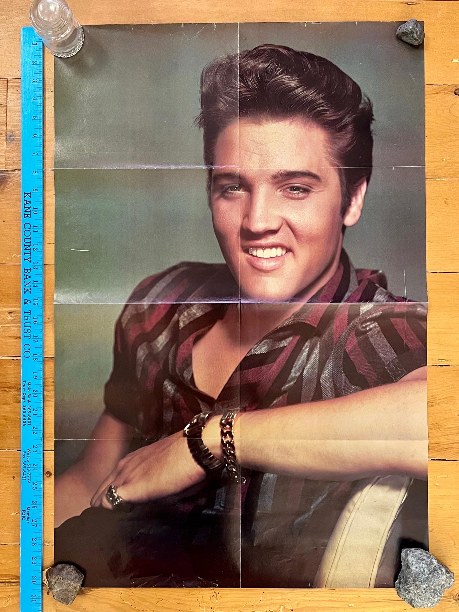 Good Condition Vintage 1970s Two-sided Elvis Presley Poster