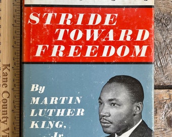 Zeer mooie herdruk uit 1984 van het vintage boek "Stride Toward Freedom" uit 1958 van Martin Luther King Jr.; met stofomslagverhaal over busboycot Montgomery