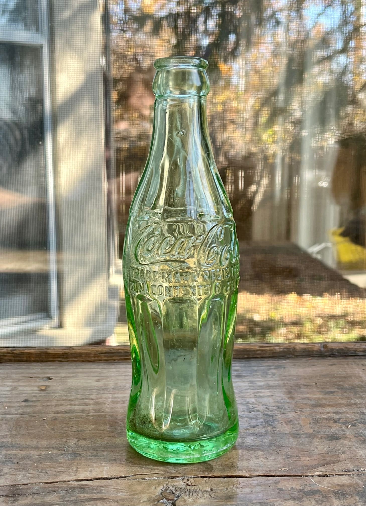 Original 1940s Green Glass Coca-cola Bottle 6 Oz. Made in Newark