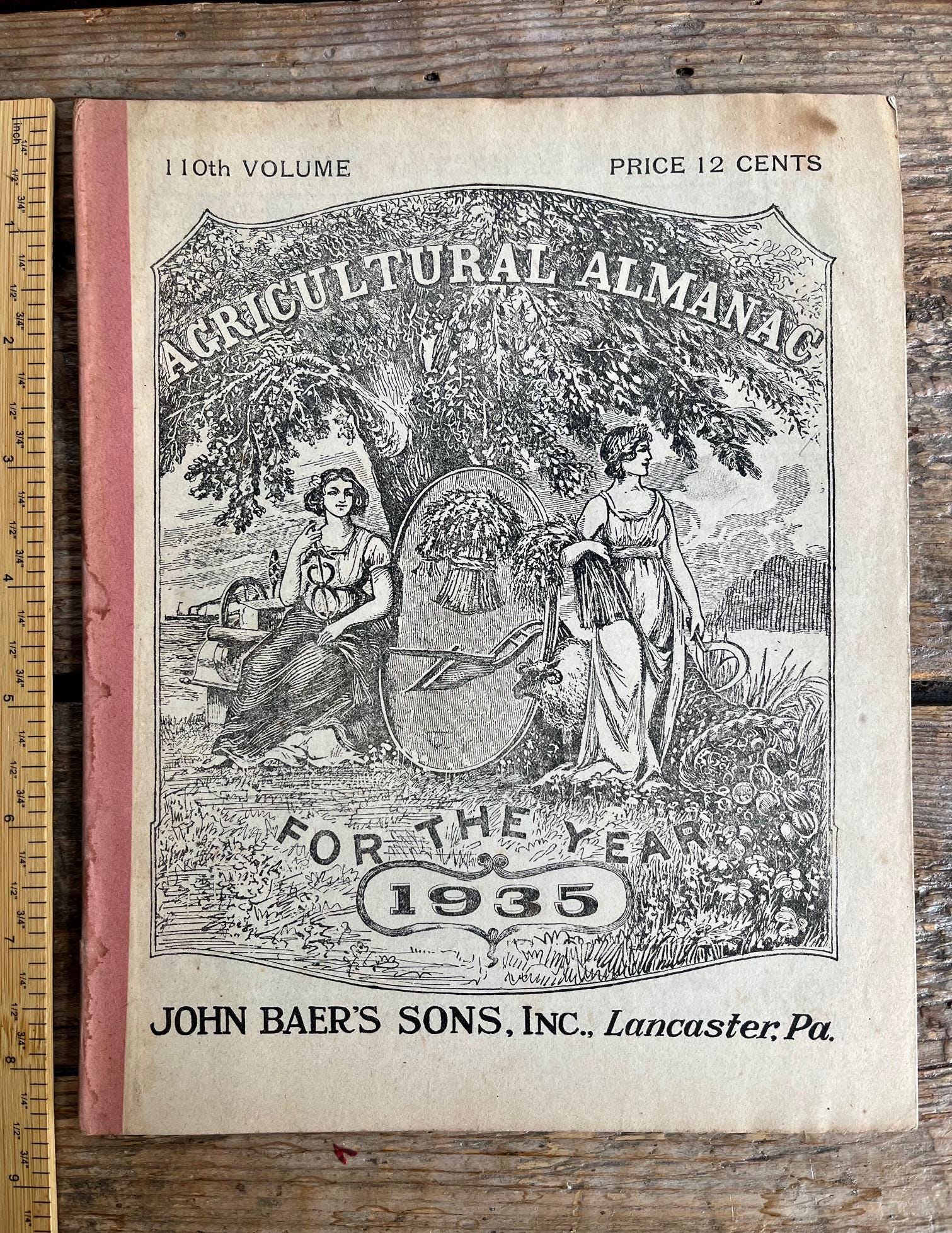 Faszinierender Vintage 1935 "Agrikultureller Almanach" John Baer's Sons, Lancaster PA; Rezepte, Kalender, Mutterschaft härtester Job, Landwirtschaft, Milch