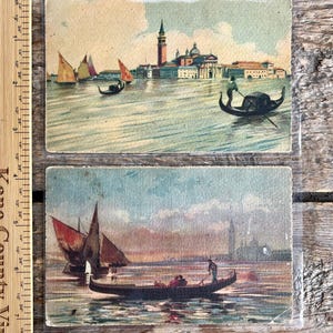 Conjunto de raros cartões postais italianos originais da década de 1910 de Alberto Traldi de Milão; vistas de Veneza, San Marco, incluindo o "novo" campanário de São Marcos