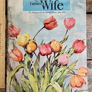 ¡Gran portada de Marius Hubert-Robert! Revista vintage de mayo de 1938 "The Farmer's Wife"; recetas tartas jardín tareas del hogar ficción granja cartas de mujeres