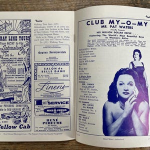 Vintage 1966 Werbung Club My-O-My ziehen Show & The 809 Club (Chris Owens) Bourbon Street ""This Week in New Orleans"" Booklet, Karte;" RAR, nahezu neuwertig