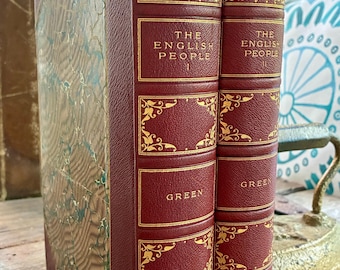Atemberaubende Édition de Grand Luxe von 1899 in rotem Leder! Vollständige zweibändige „Kurze Geschichte des englischen Volkes“ aus der Reihe „Great Book“ von Green World.