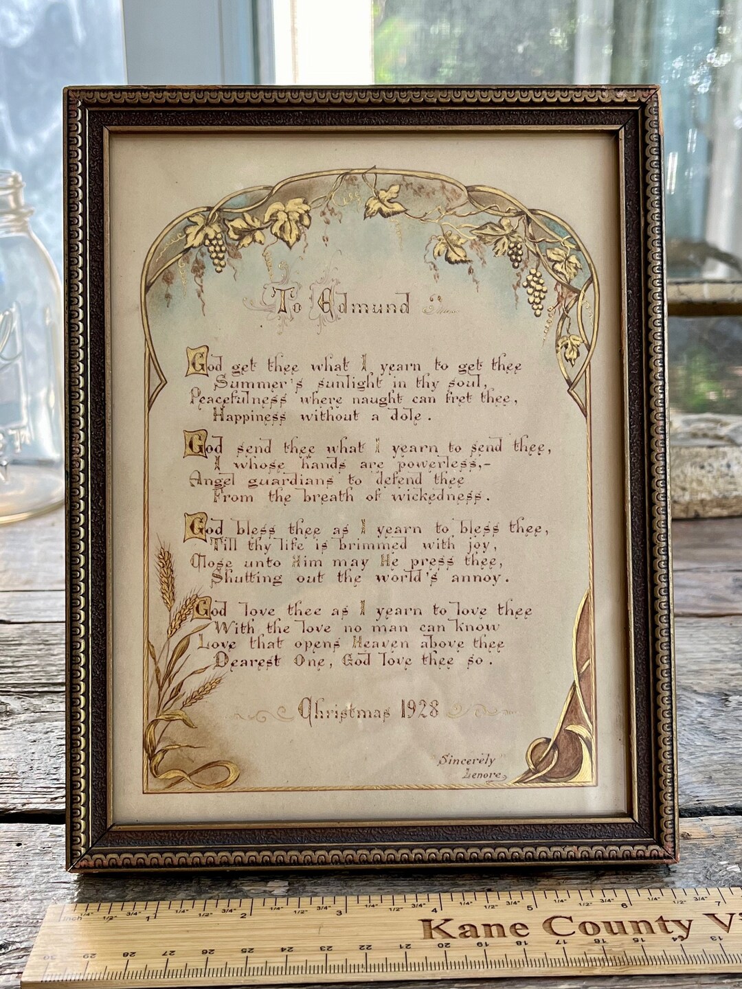Beautiful Handwritten and Designed Framed Poem From 1928 - "any Son to ...