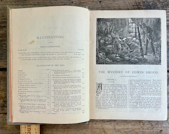 "Seltener antiker Roman 1890s ""Puck"" Ausgabe von Charles Dickens ""Edwin Drood"" w/Illustrationen von Fred Barnard "schöner Zustand; Geheimnis