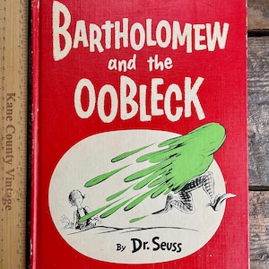 Früher Vintage (1949) Druck "Bartholomäus und der Oobleck" von Dr. Seuss; 1.Buchklub-Auflage; erschwinglich, vollständig; Wetter, z.B. Cubbins