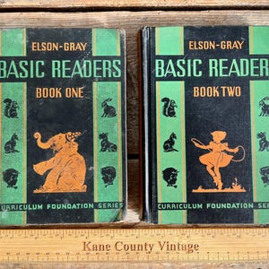Einzigartiges Geschenk für Grundschullehrer! Original 1936 vintage 2-volumiges Set &quot;The Elson-Gray Basic Readers&quot; Bücher 1 & 2, schön illustriert