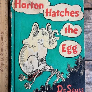 Erschwingliche Vintage (1960er Jahre) Hardcover Book Club Ausgabe von „Horton Hatches the Egg“ von Dr. Seuss; unperfektes Leseexemplar; eventuell späte 1950er Jahre