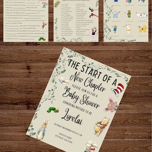 Storybook, Baby Shower Invitation, Printable Baby Shower Invite, Story Baby Shower Invite, Editable Template, INSTANT DOWNLOAD, Boy or Girl
