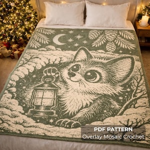 Renard de minuit - motif mosaïque superposé au crochet | Téléchargement instantané PDF