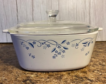 Vintage 1990s Provincial Blue Corning Ware A-1.5-B 1 1/2 Quart Casserole Dish