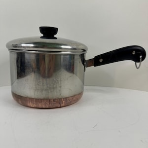 Vintage Revere Ware 1 1/2 Quart Stainless Steel Saucepan Copper Bottom with Lid