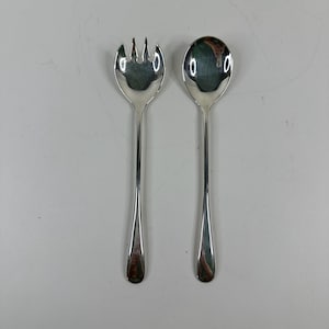 Vintage Sliver-plated Salad Servers, Spoon and Fork, Made in Italy