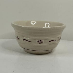 Longaberger Pottery USA Woven Traditions Small Round Mixing Bowl Red on Cream
