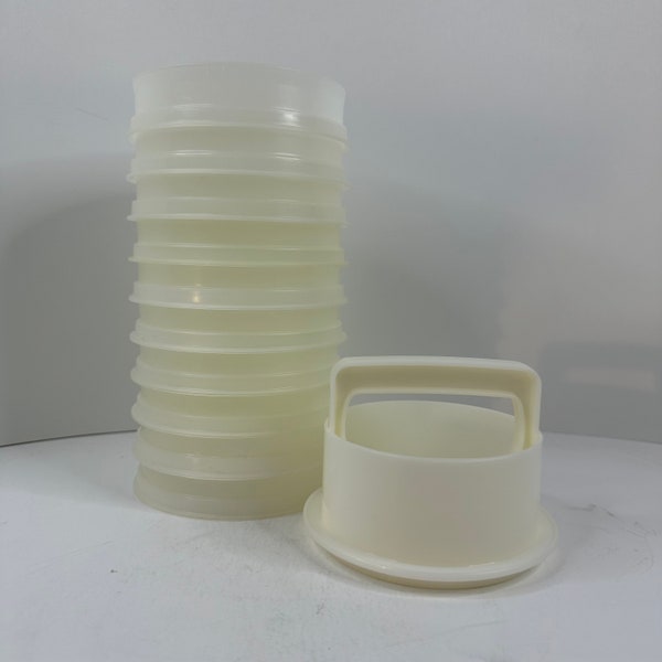 10 Tupperware vintage 4 » Hamburger Burger Keepers #882 avec Presse, Anneau, PAS de couvercle