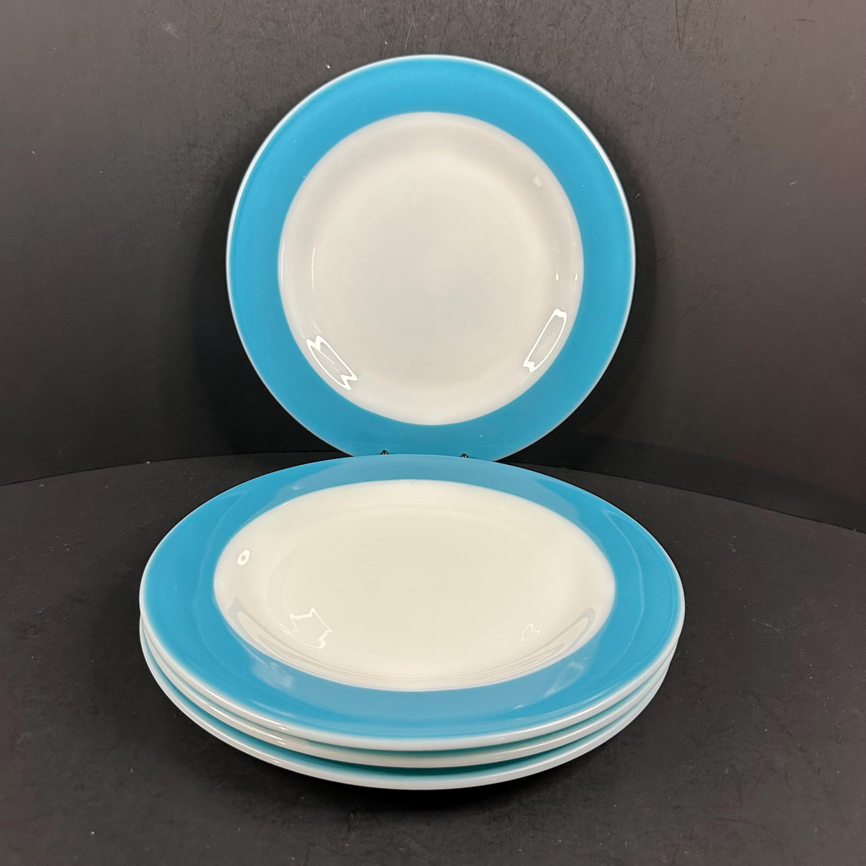 PYREX ターコイズローレルリーフディナープレート 4枚セット