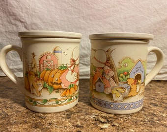 Vintage 1990 Watkins Country Kids Mugs With Coasters 2 from series of 6