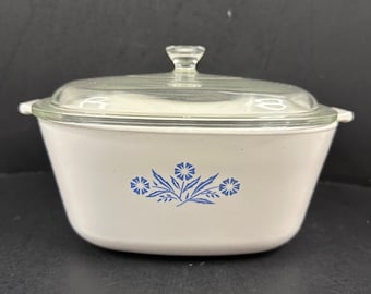 Cazuela Corning Ware P-2.5-B azul aciano de 2,5 cuartos de galón, estilo vintage (1966-1976).