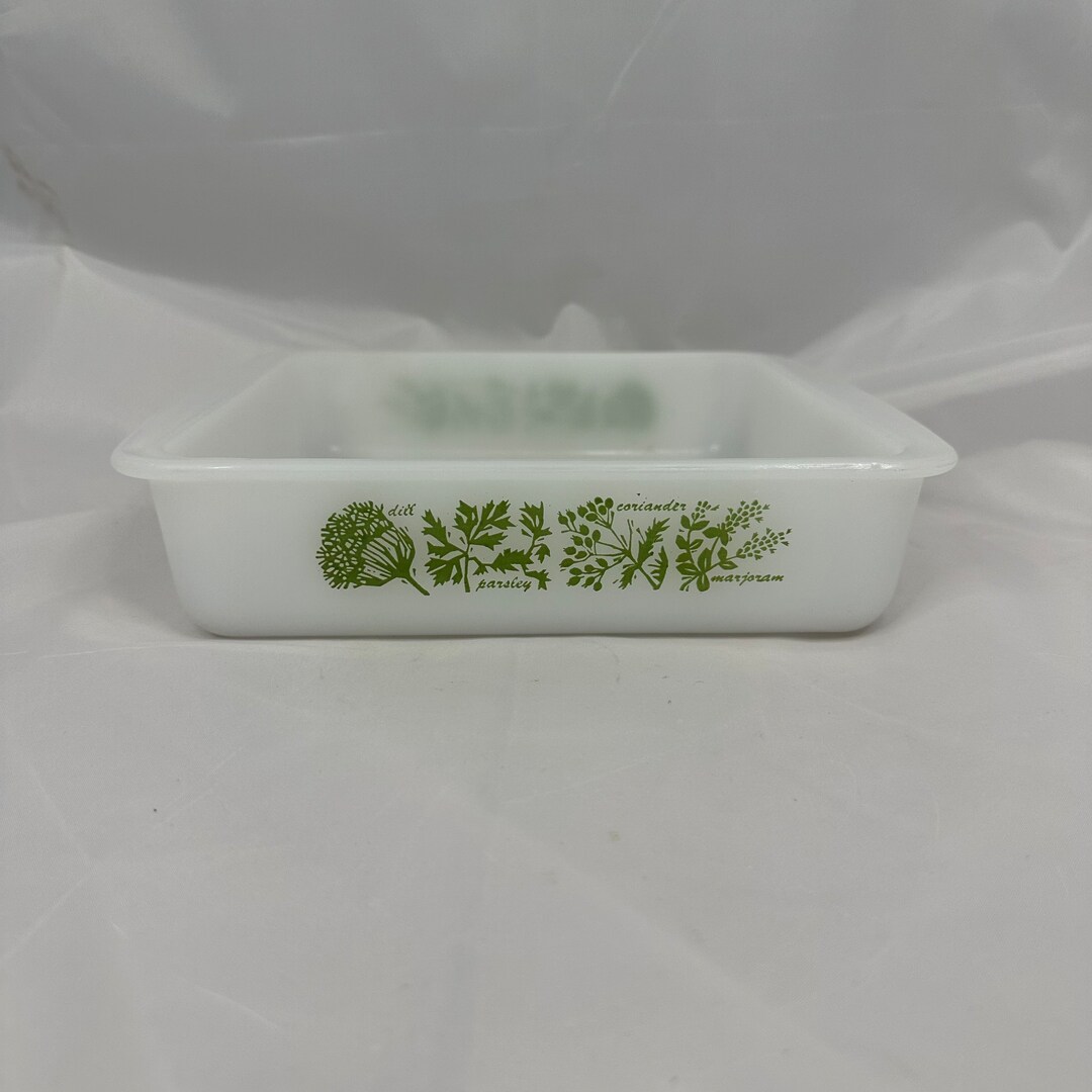 Vintage Glasbake Milk Glass 8 J2428 Square Baking Pan Green Etsy