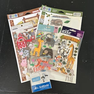 Lote variado de pegatinas para scrapbooking y tarjetas de animales de granja y zoológico n.° 8