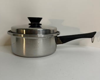 Vintage Amway Queen rostfritt stål kastrull 2 liter med lock, USA