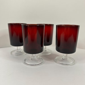 Cristal D&#39;Arques-Durand Cavalier Ruby Red 4.5&quot; Water Goblets or Large Wine Glass