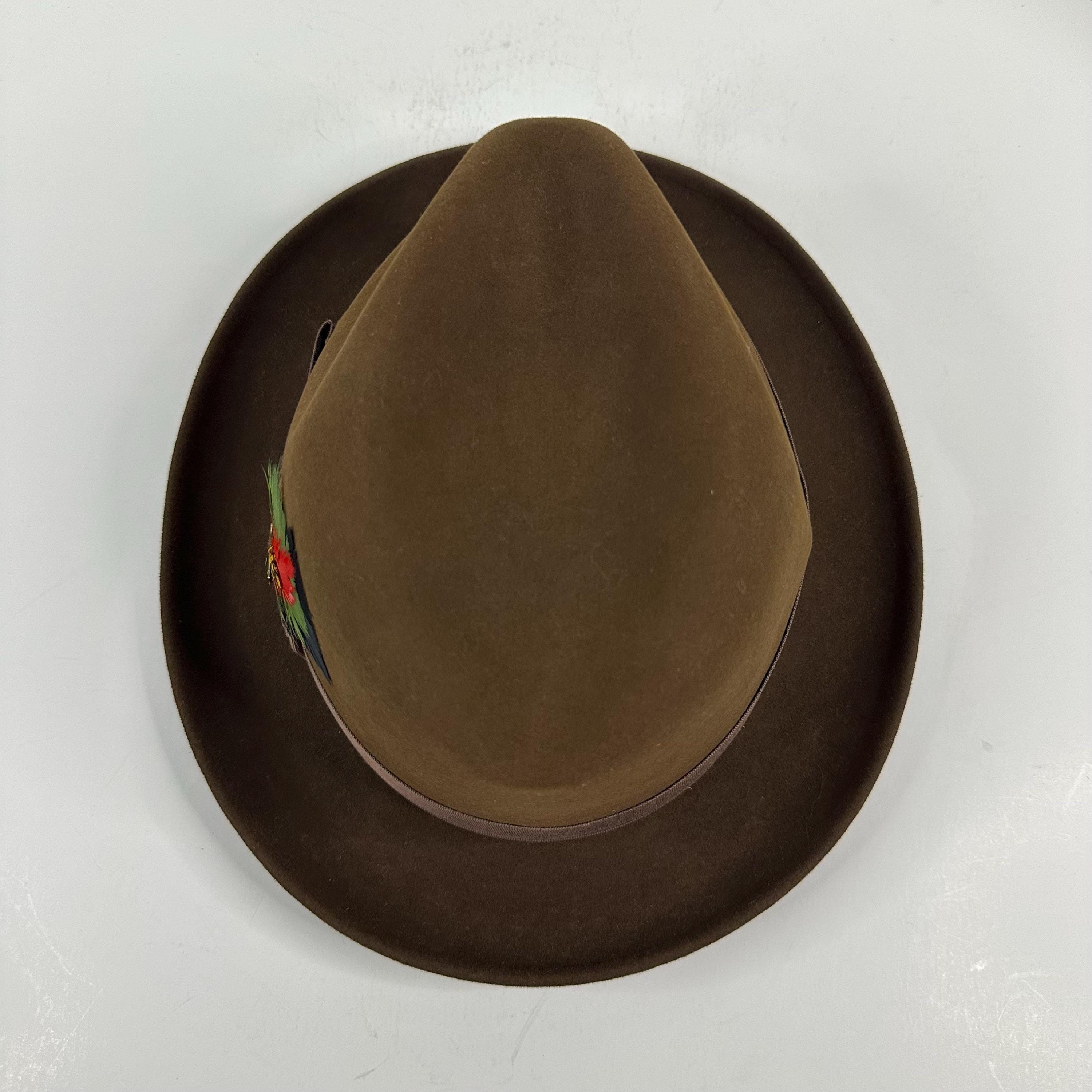 Vintage Dobbs Classic Felt Fedora Hat Jet 707 Color Mink Size 7 R