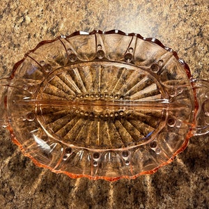 Pink Depression Glass Oyster and Pearl 12” Divided Relish Dish, Vintage 1930s