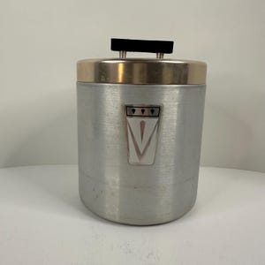 Vintage bruidsmeisje aluminium voedselopslagbus zilver- en koperkleur