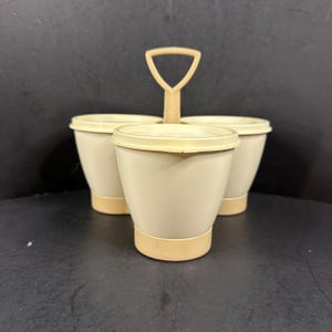 Vintage Tupperware Condiment Server #757, 758 with Caddy #733