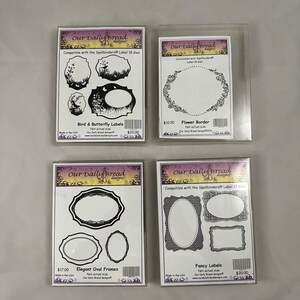 Lot von 4 Etiketten und Rahmen Unser Tägliches Brot Designs Stempel Set