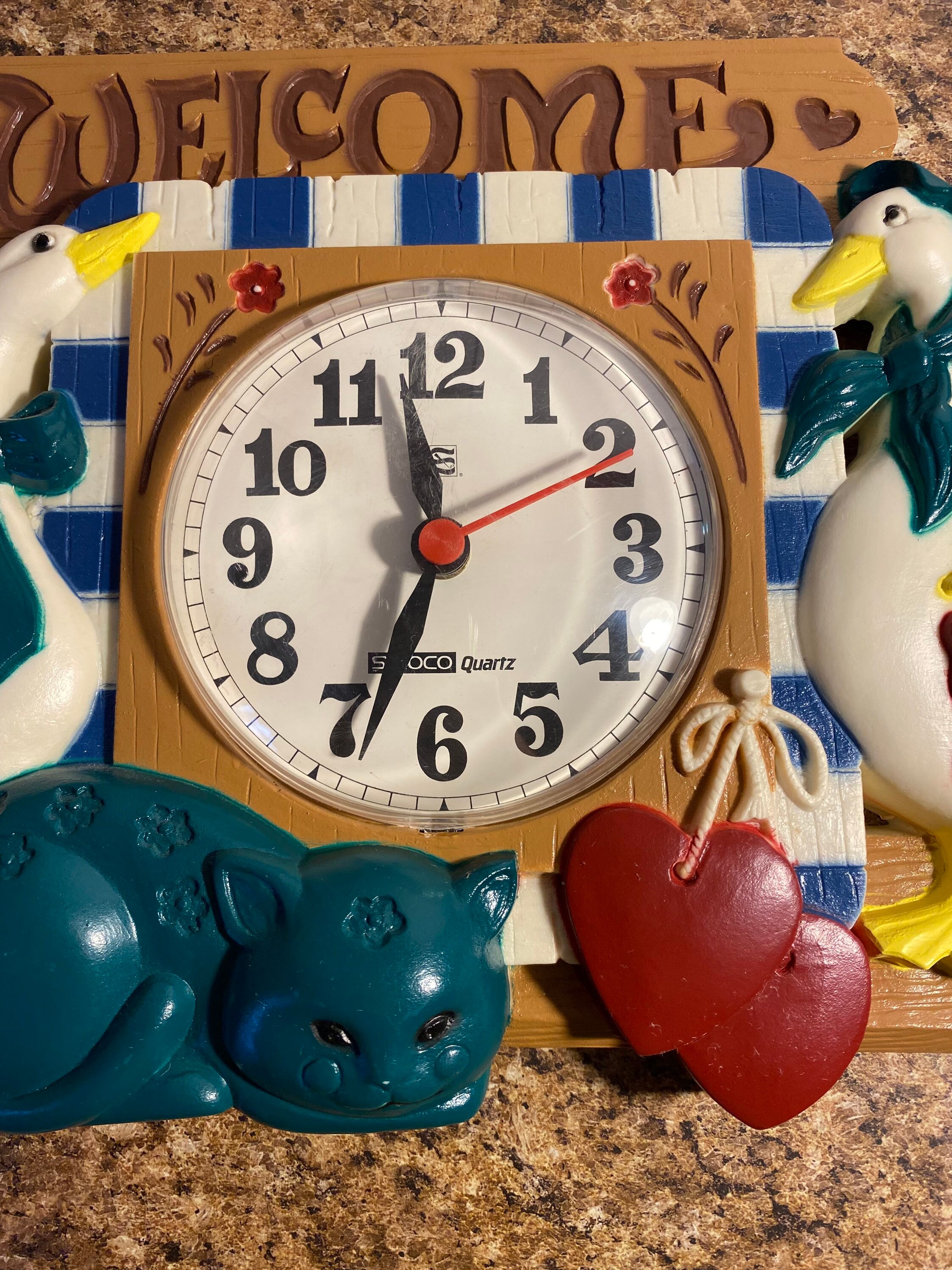 ビンテージ 壁掛けセットBURWOOD 専用 Vintage 1986 Burwood Syroco Clock #2831 Geese Welcome Hearts