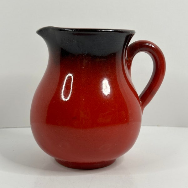 Vintage Red Ombre Glazed Ceramic Pitcher Made in Italy