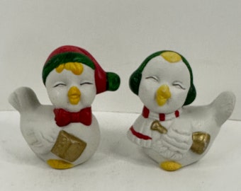 Vintage Singing Christmas Carols Winter Ducks Bird Salt and Pepper Shakers