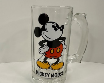 Disney Mickey Mouse Clear Glass Beer Mug with Handle