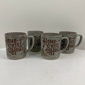 Vintage &quot;Home Sweet Home&quot; Speckled Mugs - Set of 4 - Made in Japan