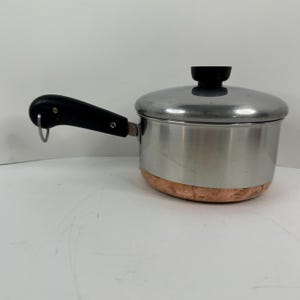 Vintage Revere Ware 1.5 Quart Stainless Steel Saucepan Copper Bottom w/ Lid USA