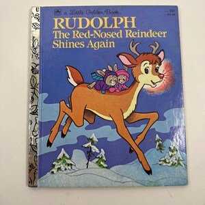 1982 Rudolph The Red-nosed Reindeer Shines Again. Vintage Little Golden Book. Classic Christmas Bedtime Story.