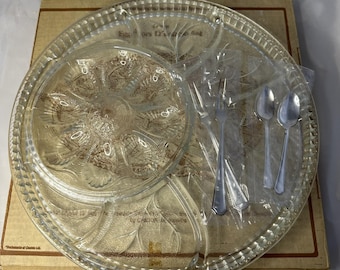 ダンケルククリスタル 13インチ エッグオードブルトレイ オナイダシルバースミス フェアヒル食器