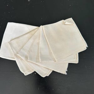 Set of 6 Vintage Off White Damask Napkins 10.5x10.5 Square Read