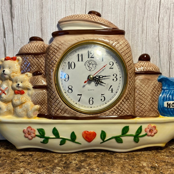 horloge murale à quartz de cuisine vintage ours en peluche