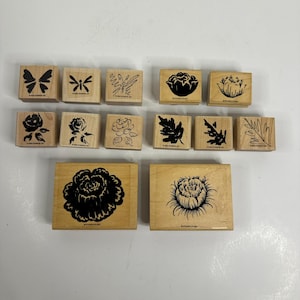 13 Stampin'Up! Op hout gemonteerde stempels van Regal Rose en Simple Sketches