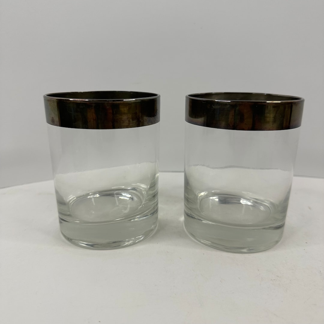 MCM Silver Rim Double on the Rocks, Old Fashion Glasses Set of 2 ...