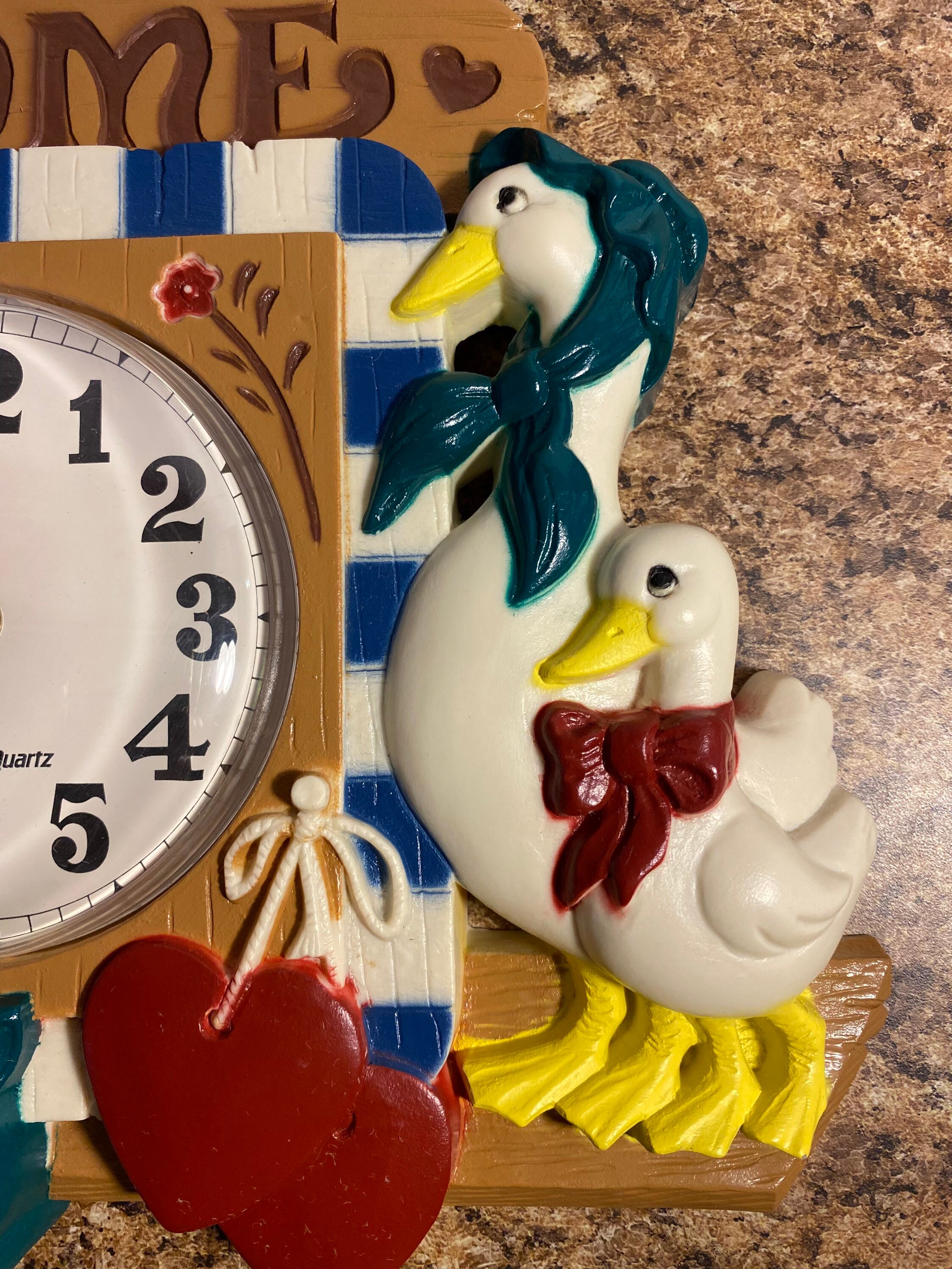ビンテージ 壁掛けセットBURWOOD 専用 Vintage 1986 Burwood Syroco Clock #2831 Geese Welcome Hearts