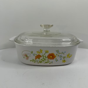 Corning Ware A-2-B Wildflowers 2 Qt. Casserole with Pyrex Lid Vintage 1977-1985