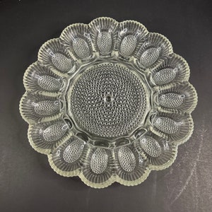 Indiana Glass Clear Thousand Eye Hobnail 11” Deviled Egg Plate Tray