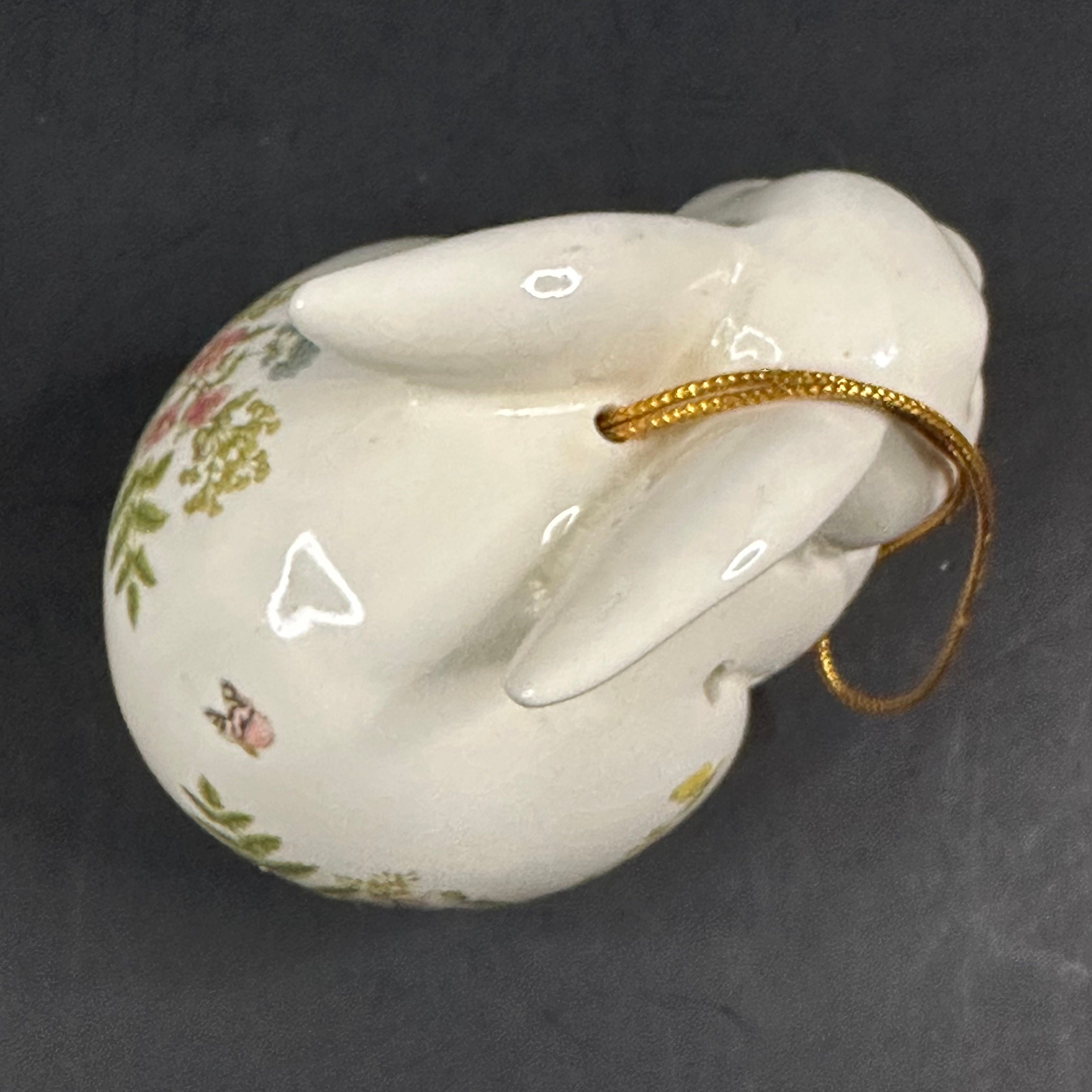 Vintage Ceramic Bunny Rabbit Floral Pomander Fern San