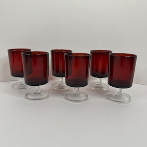 ヴィンテージ クリスタル ダルク デュラン キャバリエ ルビーレッド 3.75インチ 小型ワイングラス 6個セット